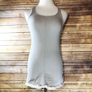 Intimately Free People Grey & White Lace Hem Tank